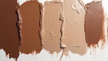 Smears of oil paint. Color of 2025 year - Mocha Mousse. Color trend palette. photo
