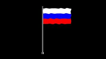 National flag of russia, realistic waving flag on pillar loop animation russia flag on transparent background, alpha channel 4k footage video