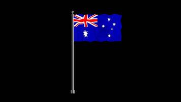 National flag of australia, realistic waving flag on pillar loop animation australia flag on transparent background, alpha channel 4k footage video