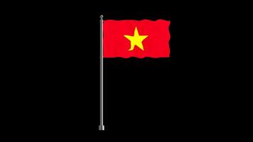 National flag of vietnam, realistic waving flag on pillar loop animation vietnam flag on transparent background, alpha channel 4k footage video