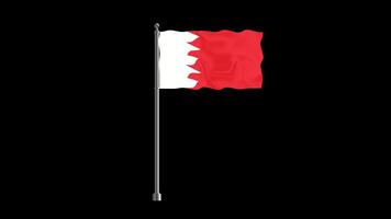 National flag of bahrain, realistic waving flag on pillar loop animation bahrain flag on transparent background, alpha channel 4k footage video