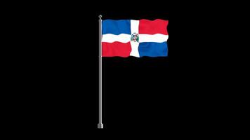 National flag of dominican republic, realistic waving flag on pillar loop animation dominican republic flag on transparent background, alpha channel 4k footage video