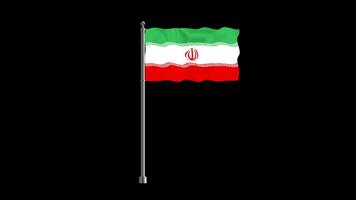 National flag of iran, realistic waving flag on pillar loop animation iran flag on transparent background, alpha channel 4k footage video