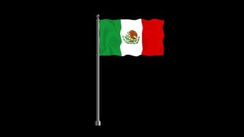National flag of mexico, realistic waving flag on pillar loop animation mexico flag on transparent background, alpha channel 4k footage video