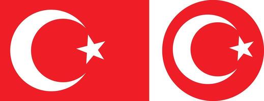 Turkey national flag set icon, red rectangle and circle, design on white background. illustration vector