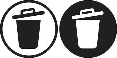 Trash icon set in two styles, on white background . black and white Trash bin. Garbage bin icon. vector