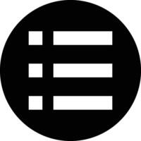 List sign icon, Content view option symbol. List symbol design in trendy flat style. Content view option button. Round colourful button, black circle, on white background vector