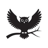 Cute Black Silhouette of an Owl Taking Flight vector