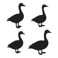 Four Simple Black Silhouette Geese vector