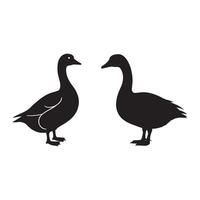 Simple Black and White Silhouette of Two Geese Facing Each Other vector