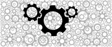 Template consisting of filled space with silhouettes of gray gears with black cogwheels vector