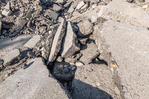 pile of asphalt rubble at sunny day photo