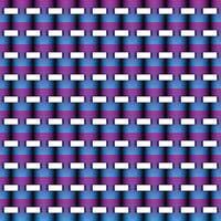 Seamless geometric pattern with woven texture effect in vibrant purple, blue, and white shades, creating a futuristic 3D illusion. vector