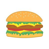 Cheeseburger complete with vegetables isolated on a white background vector