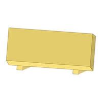 The front view of a yellow rectangular box vector