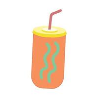 A soda can with a straw and a drink inside vector