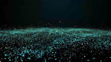 Colorful particles dance in mesmerizing patterns against a dark background during an energetic display video