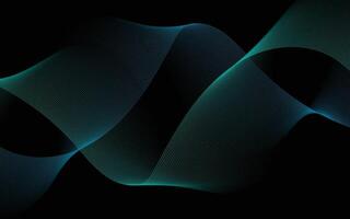 Abstract blue-green wavy line patterns on a dark background represent future technology, data and networks. vector