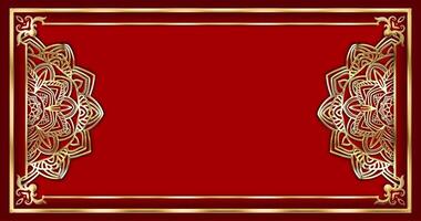 Gold frame with ornate pattern on red background video