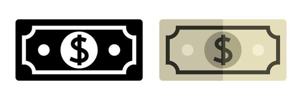 Flat Design Currency Icon Set Featuring Dollar Bill Illustrations vector