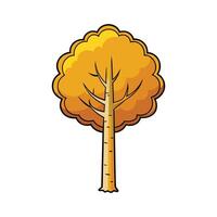 Outline Design of Aspen Tree. Cartoon Art Tree Illustration. vector