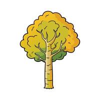Bold Outline of Aspen Tree. Cartoon Art Tree Illustration. vector