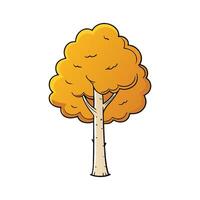 Artistic Outline of Aspen Tree Design. Cartoon Art Tree Illustration. vector