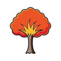 Artistic Outline Design of Australian Flame Tree. Cartoon Art Tree Illustration. vector