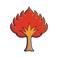 Stylized Outline of Australian Flame Tree. Cartoon Art Tree Illustration. vector