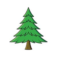 Bold Outline of Austrian Pine Tree. Cartoon Art Tree Illustration. vector