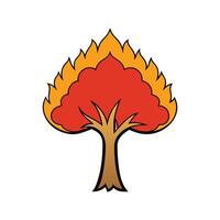 Outline of Australian Flame Tree. Cartoon Art Tree Illustration. vector