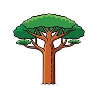 Design of Baobab Tree Outline. Cartoon Art Tree Illustration. vector