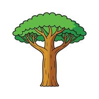 Artistic Outline Design of Baobab Tree. Cartoon Art Tree Illustration. vector