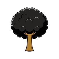 Artistic Black Ash Tree Outline Design. Cartoon Art Tree Illustration. vector