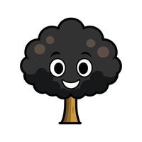 Outline of Black Ironwood Tree. Cartoon Art Tree Illustration. vector