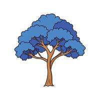 Stylized Outline of Blue Jacaranda Tree. Cartoon Art Tree Illustration. vector