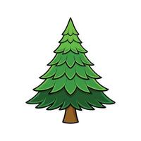 Bold Outline of Bunya Pine Tree. Cartoon Art Tree Illustration. vector
