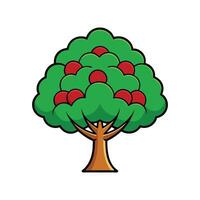 Outline Design of Carolina Cherry Laurel Tree. Cartoon Art Tree Illustration. vector