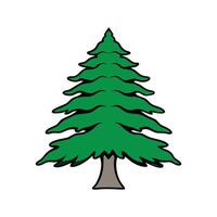 Artistic Outline Design of Cedar of Lebanon. Cartoon Art Tree Illustration. vector