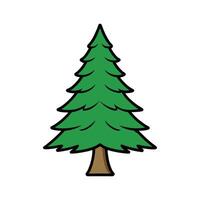 Stylized Outline of Cedar Tree. Cartoon Art Tree Illustration. vector