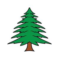 Design of Cedar of Lebanon Tree Outline. Cartoon Art Tree Illustration. vector
