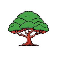 Stylized Outline of Chinese Elm Tree. Cartoon Art Tree Illustration. vector