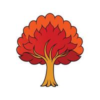 Stylized Outline of Chinese Flame Tree. Cartoon Art Tree Illustration. vector