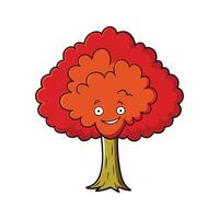 Outline Design of Chinese Flame Tree. Cartoon Art Tree Illustration. vector