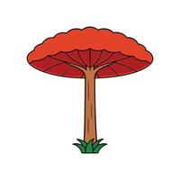 Artistic Outline Design of Chinese Parasol. Cartoon Art Tree Illustration. vector