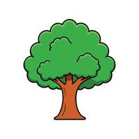 Bold Outline of Chinkapin Oak Tree. Cartoon Art Tree Illustration. vector