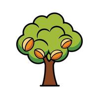 Elegant Coffee Tree Design with Bold Outline. Cartoon Art Tree Illustration. vector