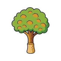 Elegant Cork Oak Tree Design with Bold Outline. Cartoon Art Tree Illustration. vector