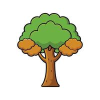 Cork Oak Tree Bold Outline Unique Design. Cartoon Art Tree Illustration. vector