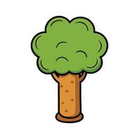 Elegant Corkwood Tree Design with Bold Outline. Cartoon Art Tree Illustration. vector